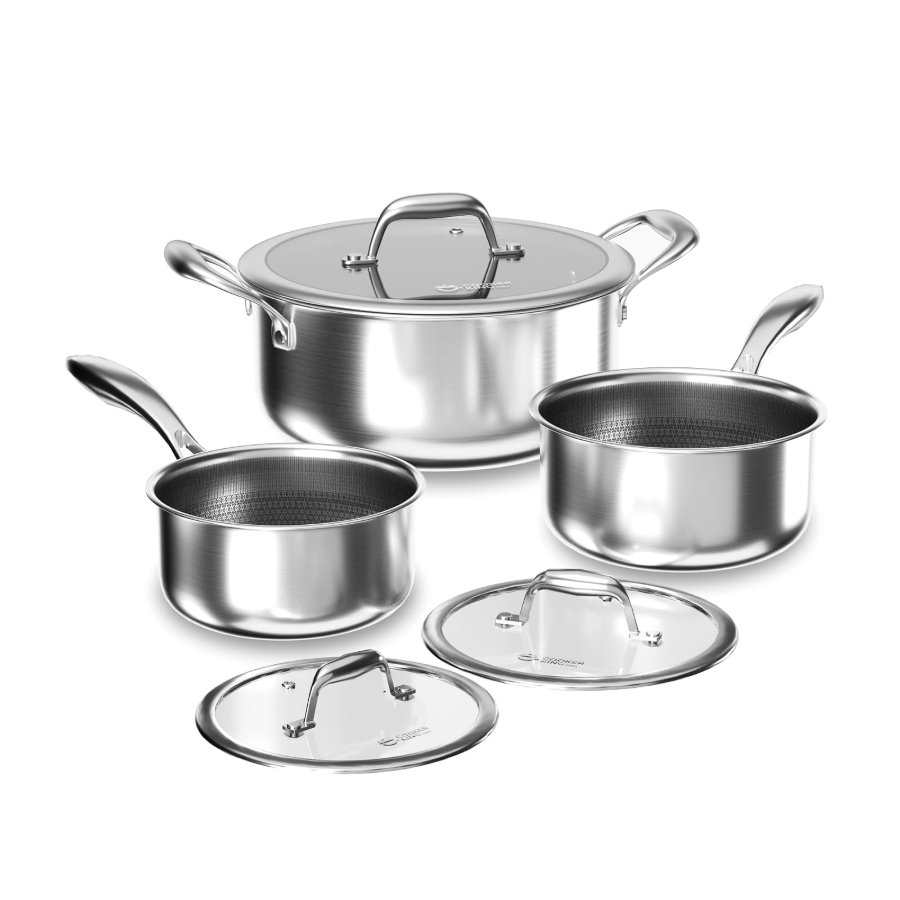 COOKER KING Stainless Steel 6 Pcs Pots Set